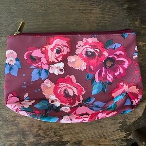 Twelve NYC Women's Floral Zip Pouch Cosmetic Make-Up Bag